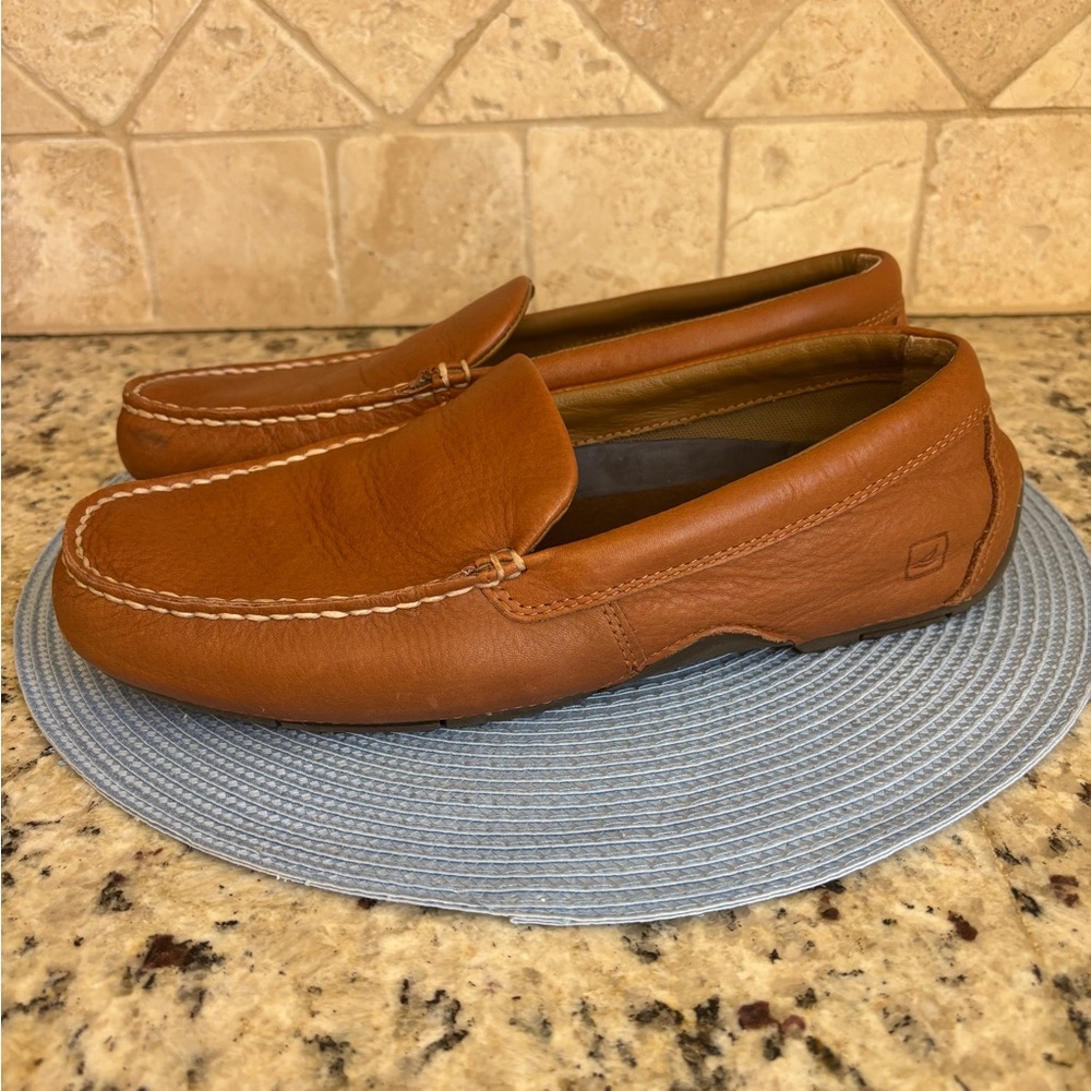Sperry Men’s Top Sider. Leather Driving Slip On Loafers Caramel Light Brown 11 - Picture 3 of 10